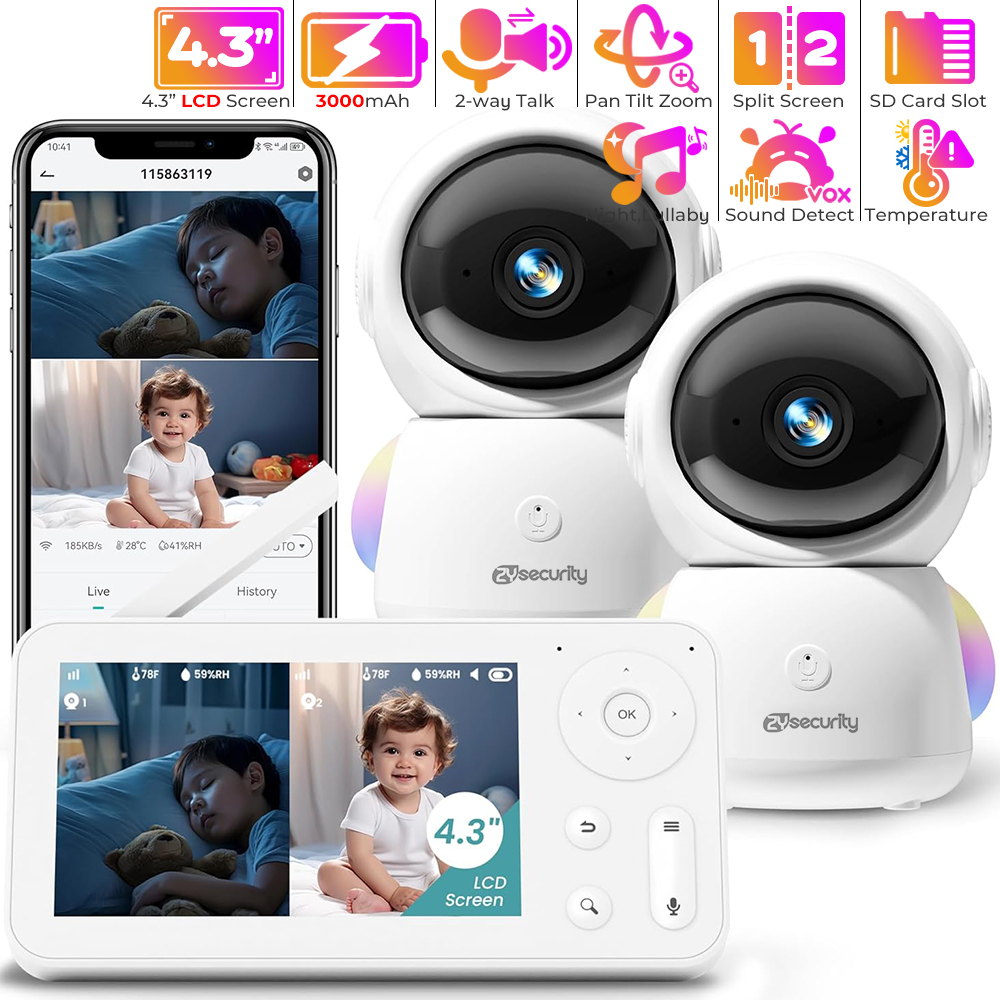 Home Cinema Wireless - جهاز مراقبة الطفل 2K مع كاميرتين